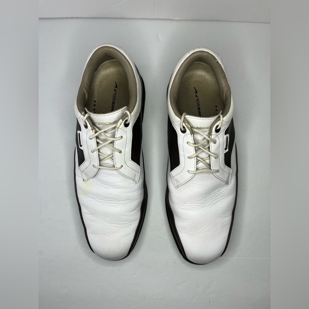 NIKE Tour Golf Shoes Cleats White Brown Lace Up 379220-171 Men's‎ Size 9